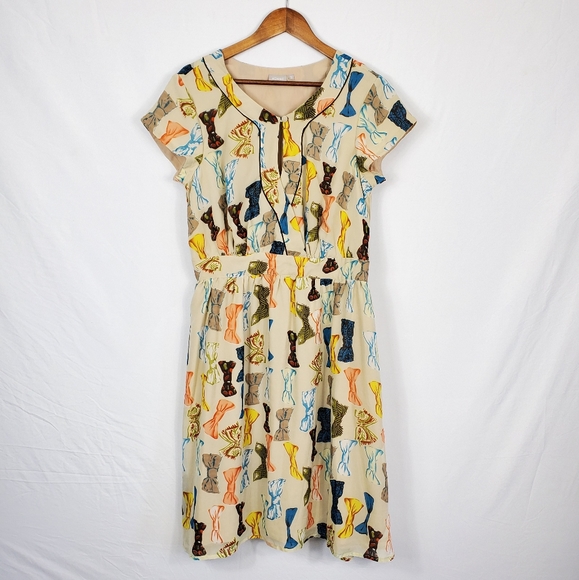 eshakti Dresses & Skirts - eShakti Fit and Flare Chiffon Bow Dress Size XL 18